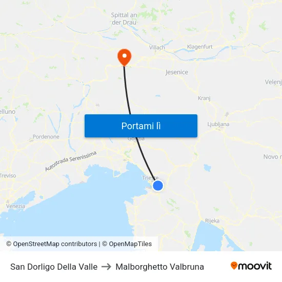 San Dorligo Della Valle to Malborghetto Valbruna map