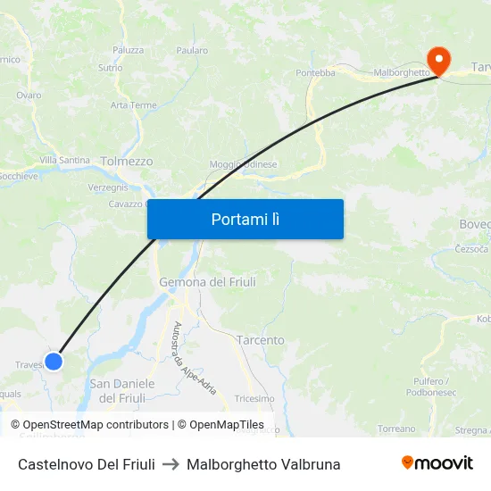 Castelnovo Del Friuli to Malborghetto Valbruna map