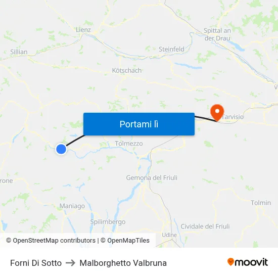 Forni Di Sotto to Malborghetto Valbruna map