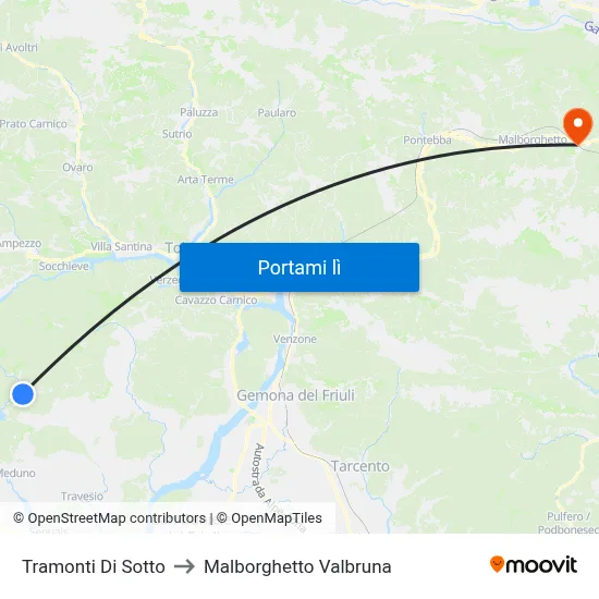 Tramonti Di Sotto to Malborghetto Valbruna map