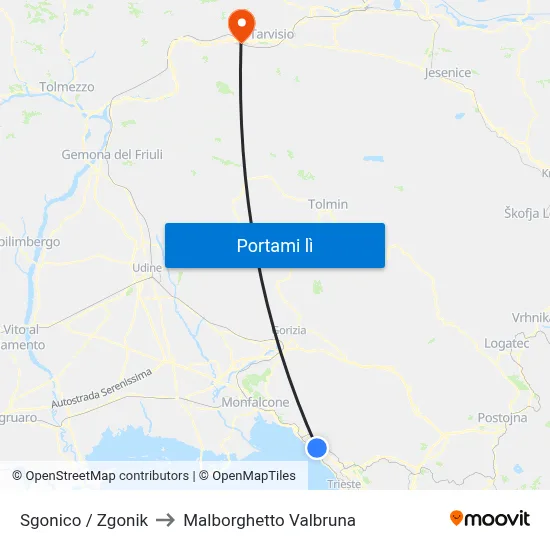 Sgonico / Zgonik to Malborghetto Valbruna map