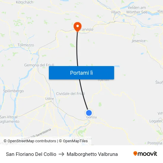 San Floriano Del Collio to Malborghetto Valbruna map