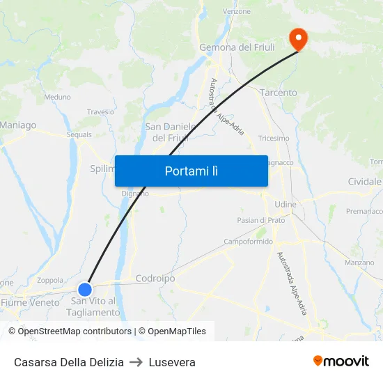 Casarsa Della Delizia to Lusevera map