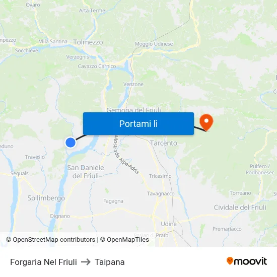 Forgaria Nel Friuli to Taipana map