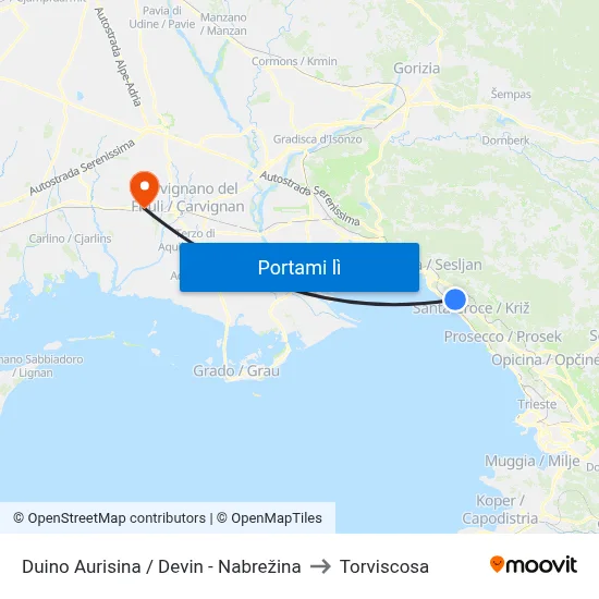 Duino Aurisina / Devin - Nabrežina to Torviscosa map