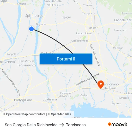 San Giorgio Della Richinvelda to Torviscosa map
