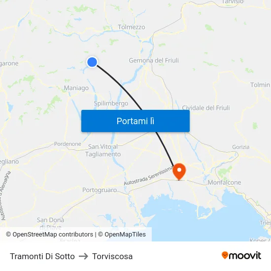 Tramonti Di Sotto to Torviscosa map