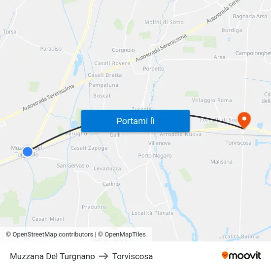 Muzzana Del Turgnano to Torviscosa map