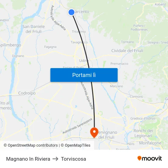 Magnano In Riviera to Torviscosa map