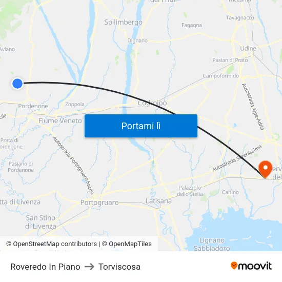 Roveredo In Piano to Torviscosa map