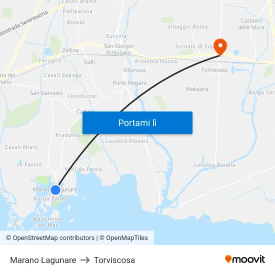 Marano Lagunare to Torviscosa map