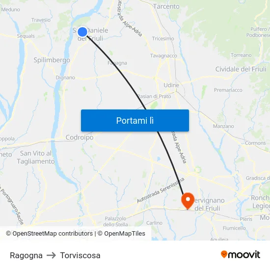 Ragogna to Torviscosa map