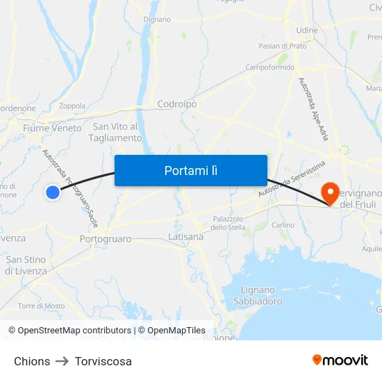 Chions to Torviscosa map