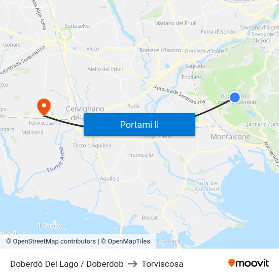 Doberdò Del Lago / Doberdob to Torviscosa map