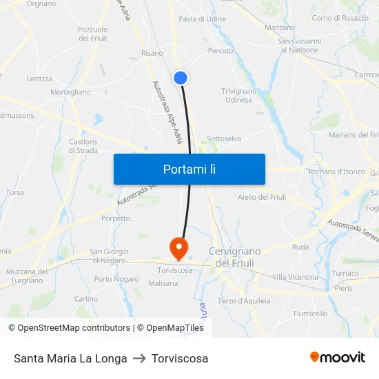 Santa Maria La Longa to Torviscosa map