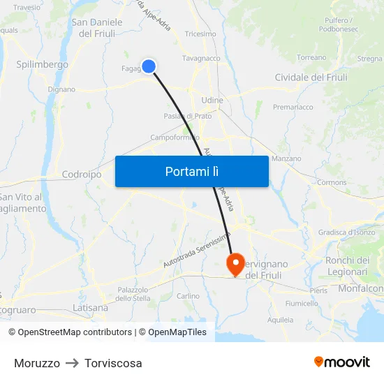 Moruzzo to Torviscosa map