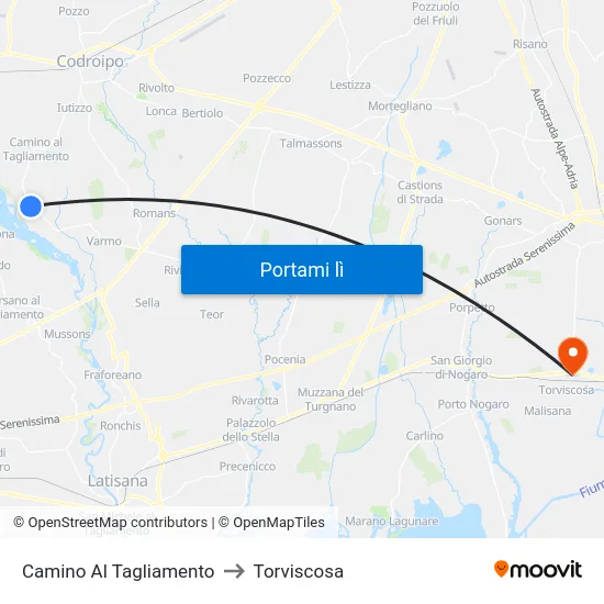 Camino Al Tagliamento to Torviscosa map