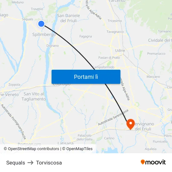 Sequals to Torviscosa map