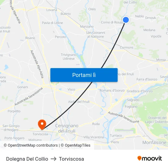 Dolegna Del Collio to Torviscosa map