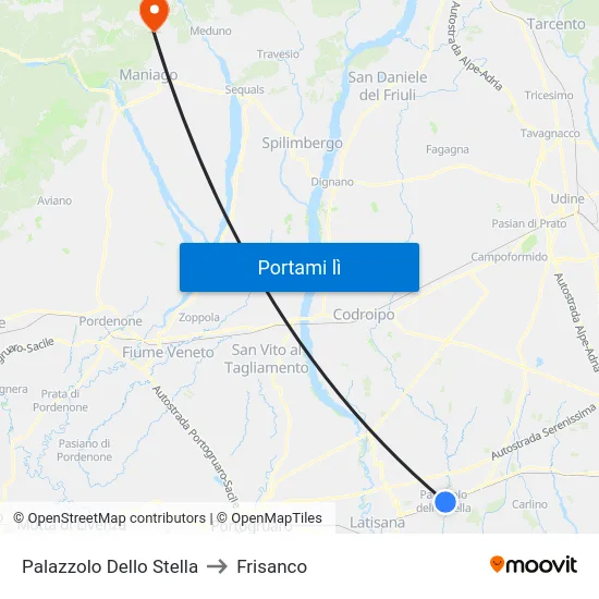 Palazzolo Dello Stella to Frisanco map