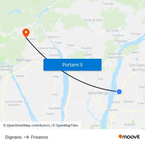 Dignano to Frisanco map