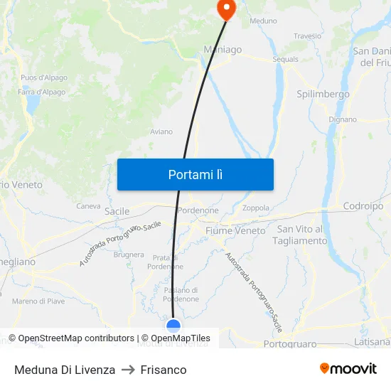 Meduna Di Livenza to Frisanco map