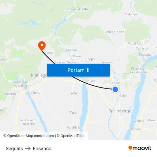 Sequals to Frisanco map