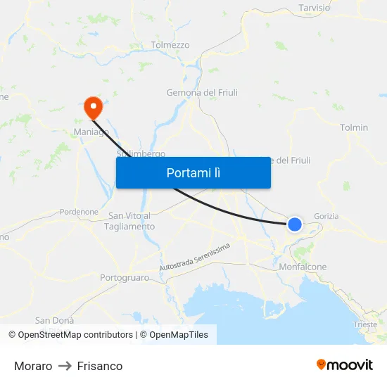 Moraro to Frisanco map