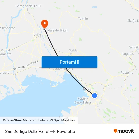 San Dorligo Della Valle to Povoletto map