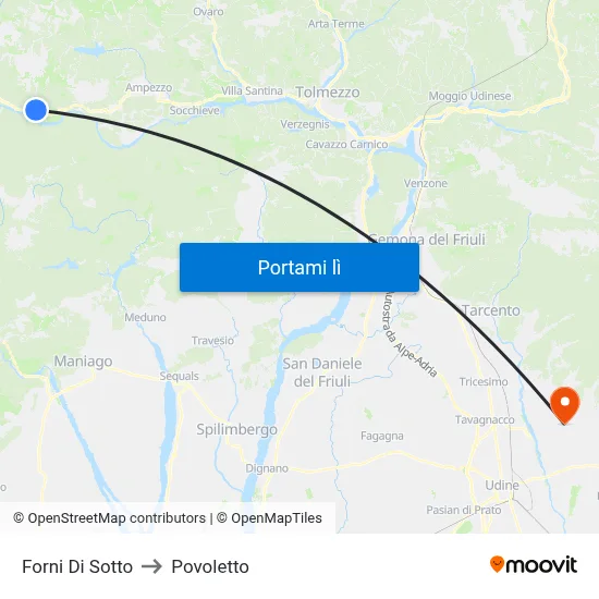 Forni Di Sotto to Povoletto map