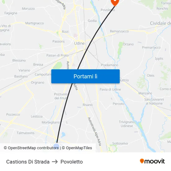 Castions Di Strada to Povoletto map