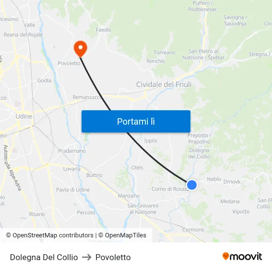 Dolegna Del Collio to Povoletto map