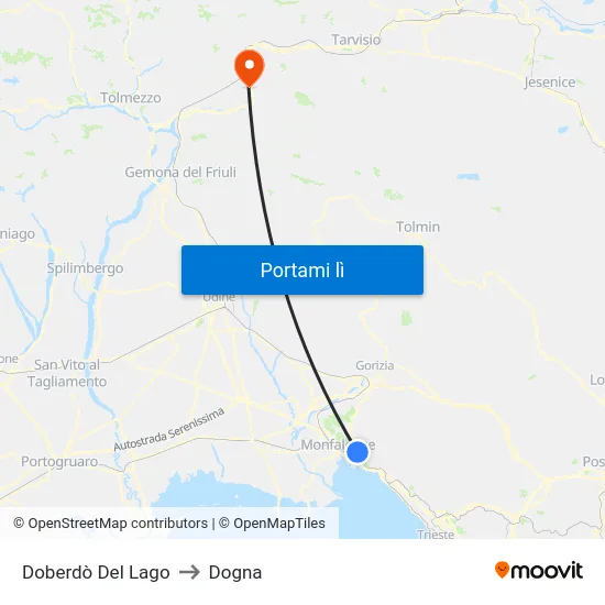 Doberdò Del Lago to Dogna map