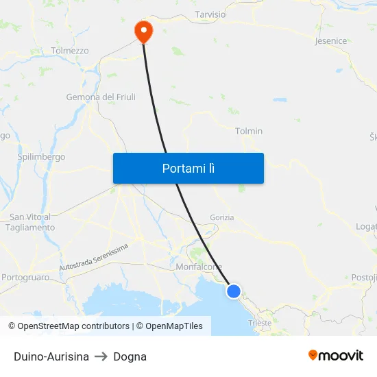 Duino-Aurisina to Dogna map