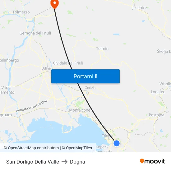 San Dorligo Della Valle to Dogna map