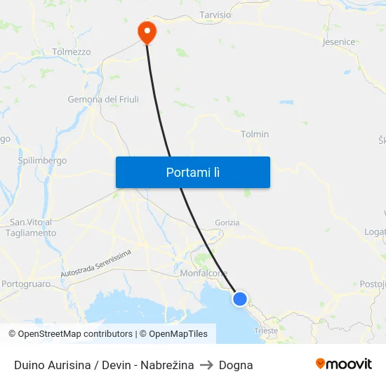 Duino Aurisina / Devin - Nabrežina to Dogna map