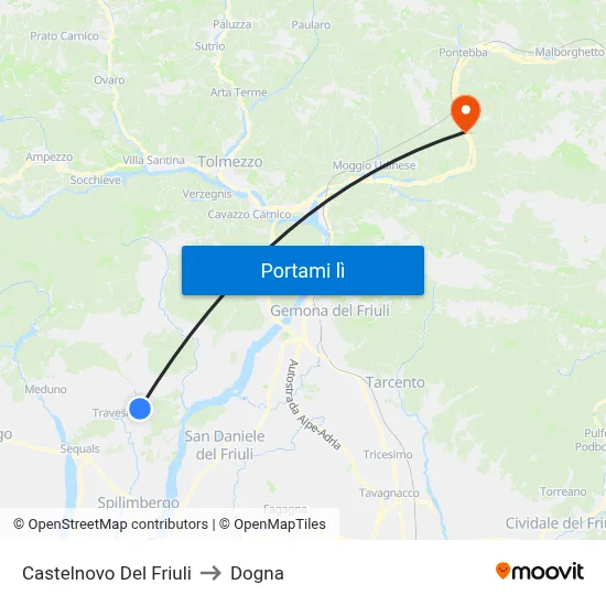 Castelnovo Del Friuli to Dogna map