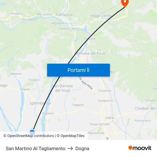 San Martino Al Tagliamento to Dogna map