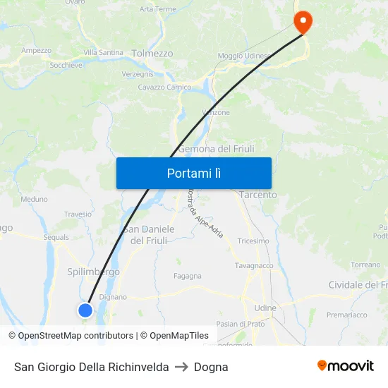 San Giorgio Della Richinvelda to Dogna map
