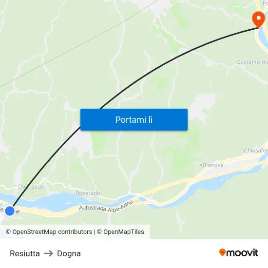 Resiutta to Dogna map