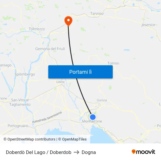 Doberdò Del Lago / Doberdob to Dogna map