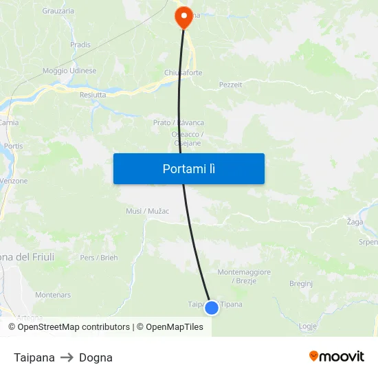 Taipana to Dogna map