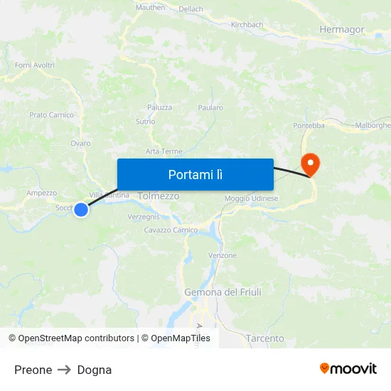 Preone to Dogna map