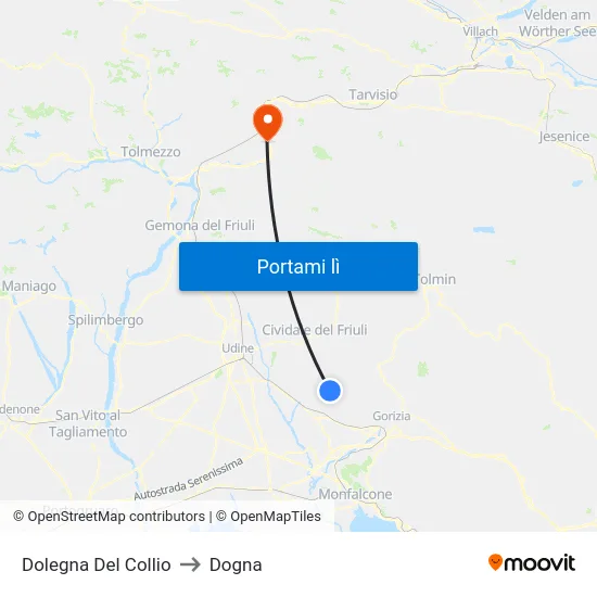 Dolegna Del Collio to Dogna map