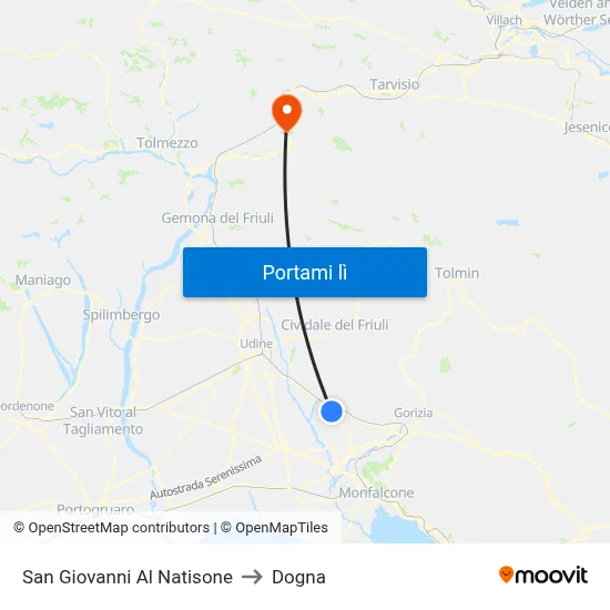 San Giovanni Al Natisone to Dogna map