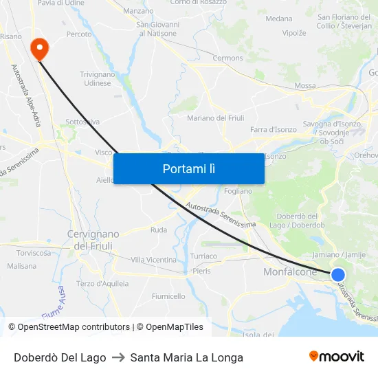 Doberdò Del Lago to Santa Maria La Longa map