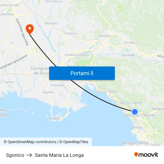 Sgonico to Santa Maria La Longa map