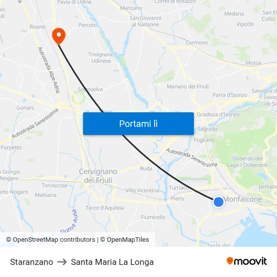 Staranzano to Santa Maria La Longa map