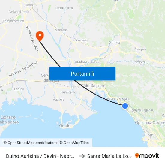 Duino Aurisina / Devin - Nabrežina to Santa Maria La Longa map