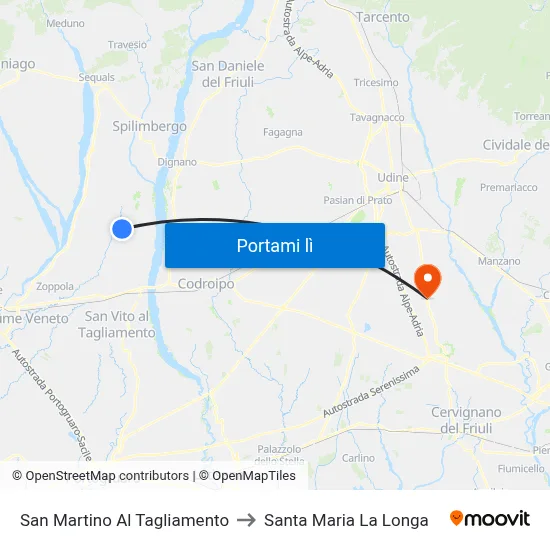 San Martino Al Tagliamento to Santa Maria La Longa map